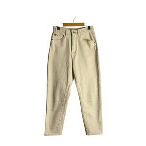 Mirra Masa Women's Cream High Waisted Crop Denim Jeans